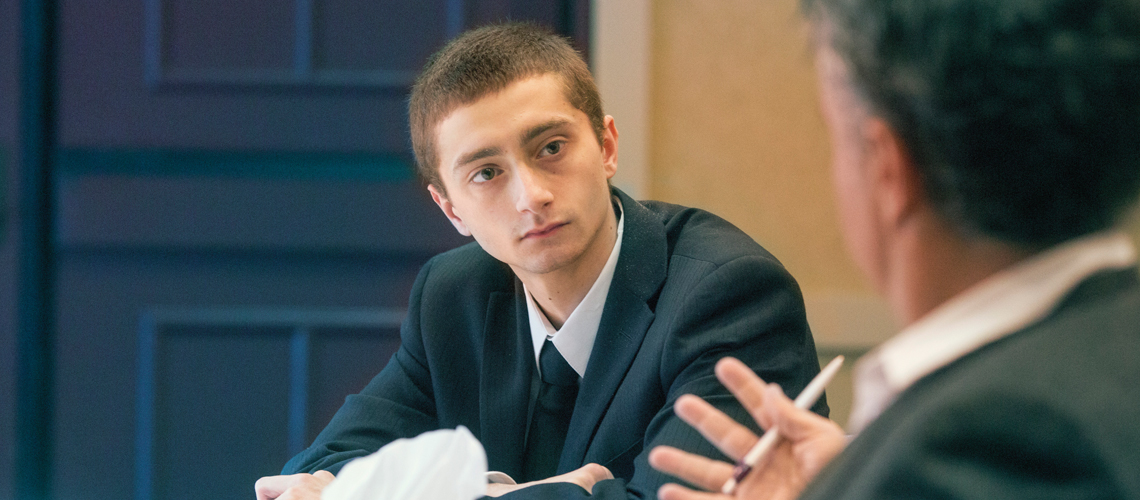 student listening intently