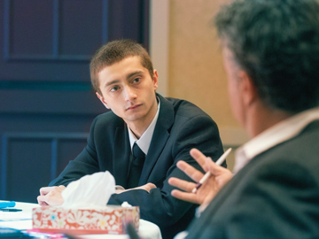 student listening intently