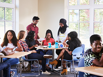 students in shared space