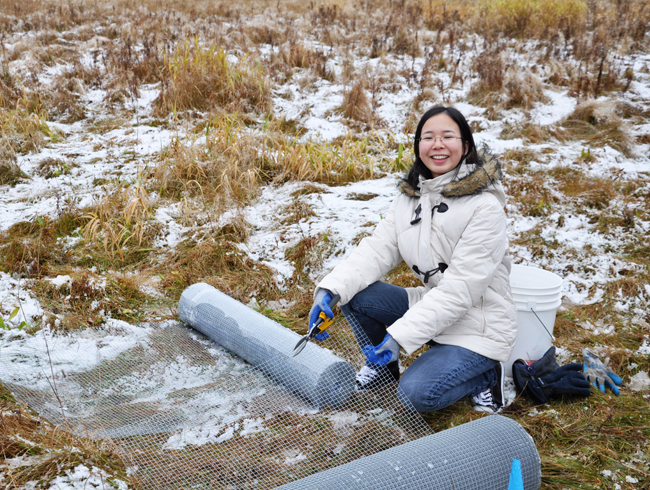 environmental science student in a farm