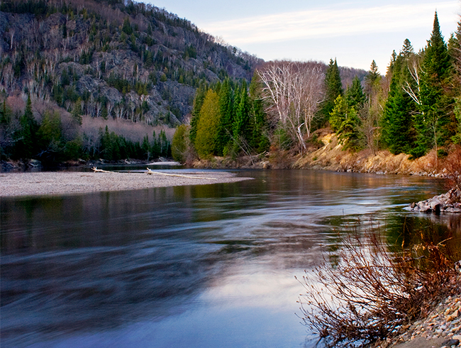 northern ontario landscape - lake, trees, hills