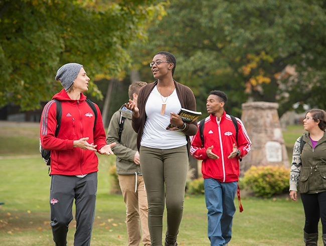 students walking and walking