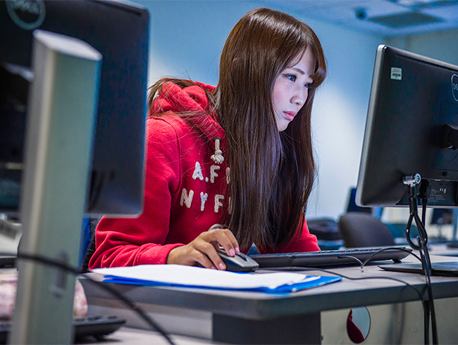 student in computer lab