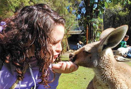 student with kangaroo