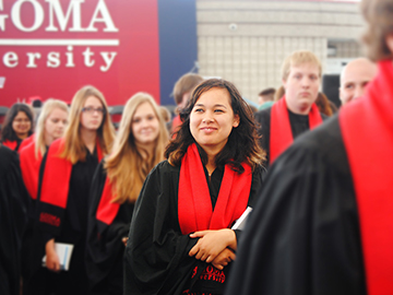 student at convocation ceremony
