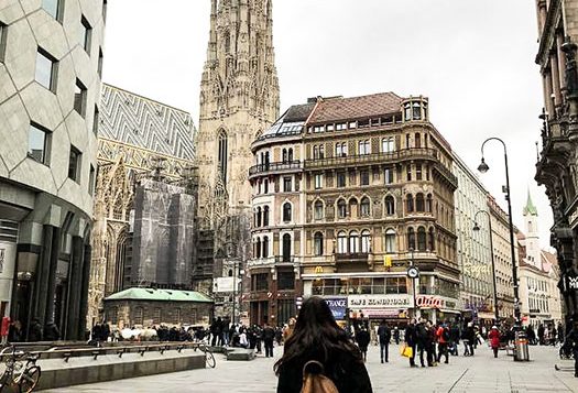 a canadian student walking the streets of austria