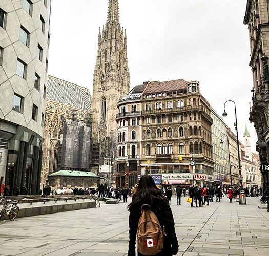a canadian student walking the streets of austria
