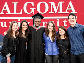 students taking a group shot together
