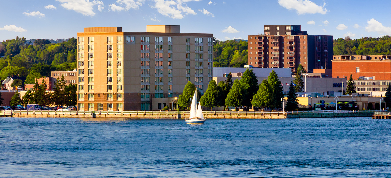 waterfront view of sault ste. marie downtown