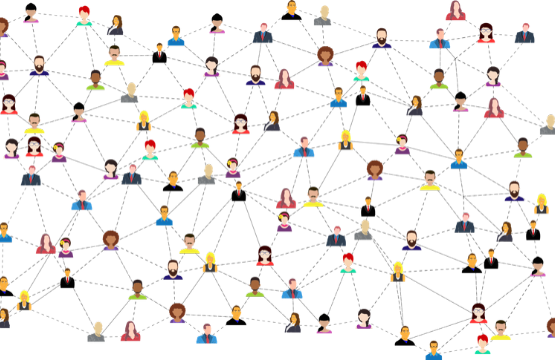 people connected each other with dotted lines creating a network