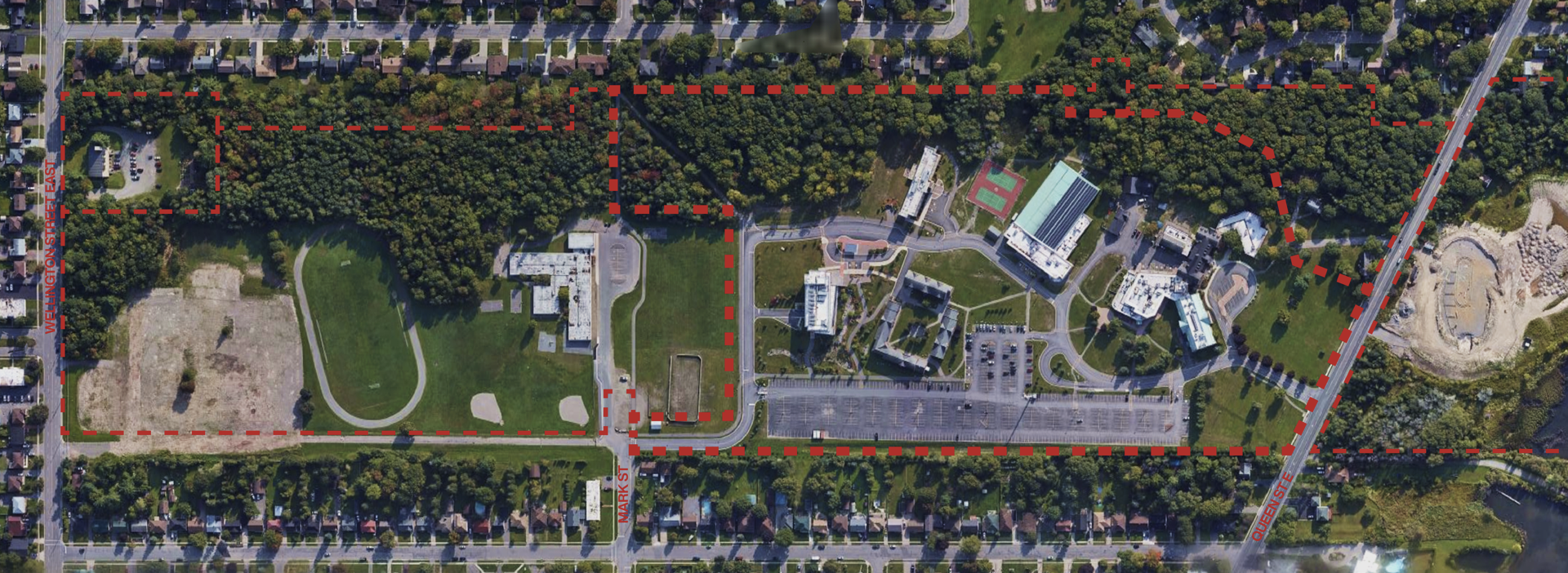 Arial view of campus and future planning