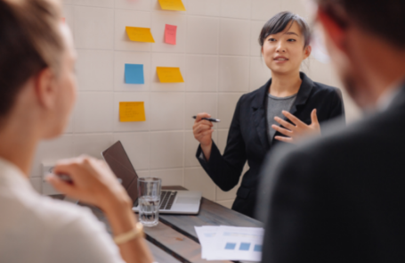 Student leading brainstorming session