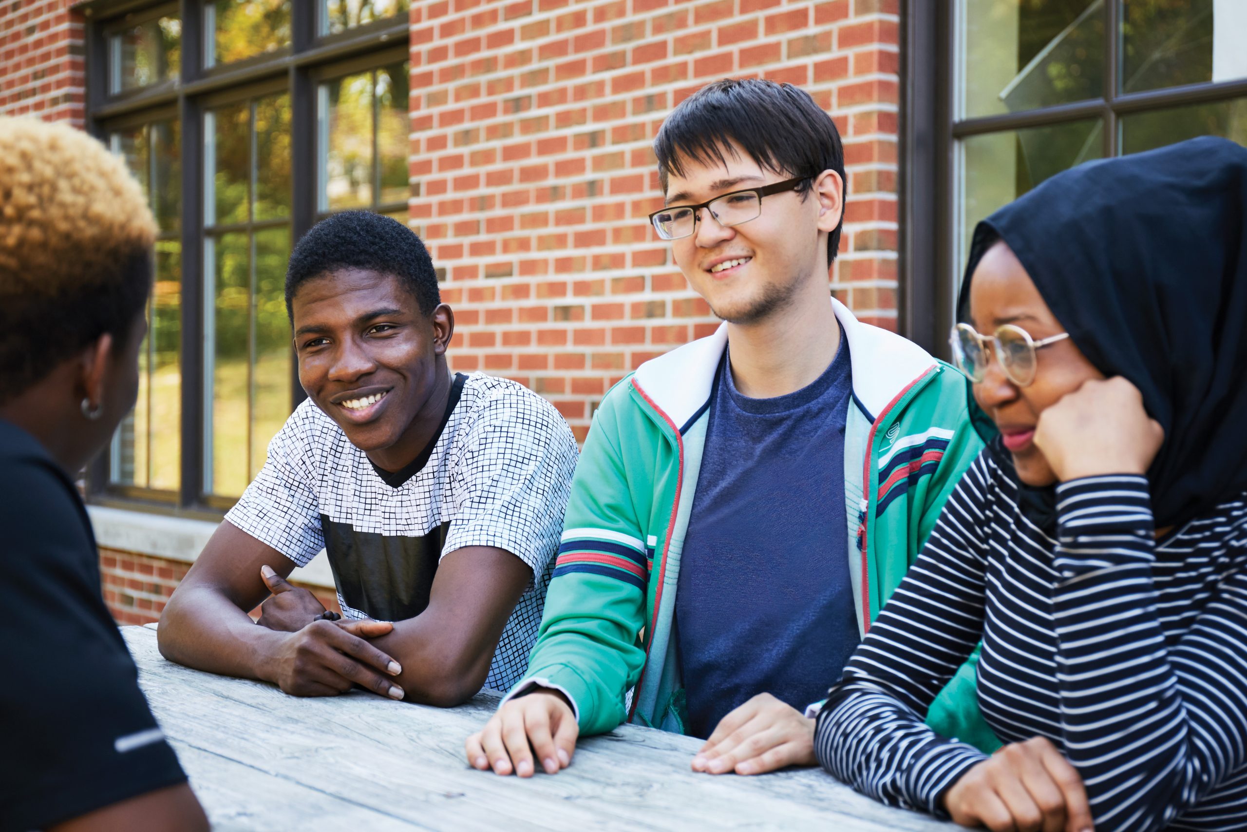 Students outside socializing