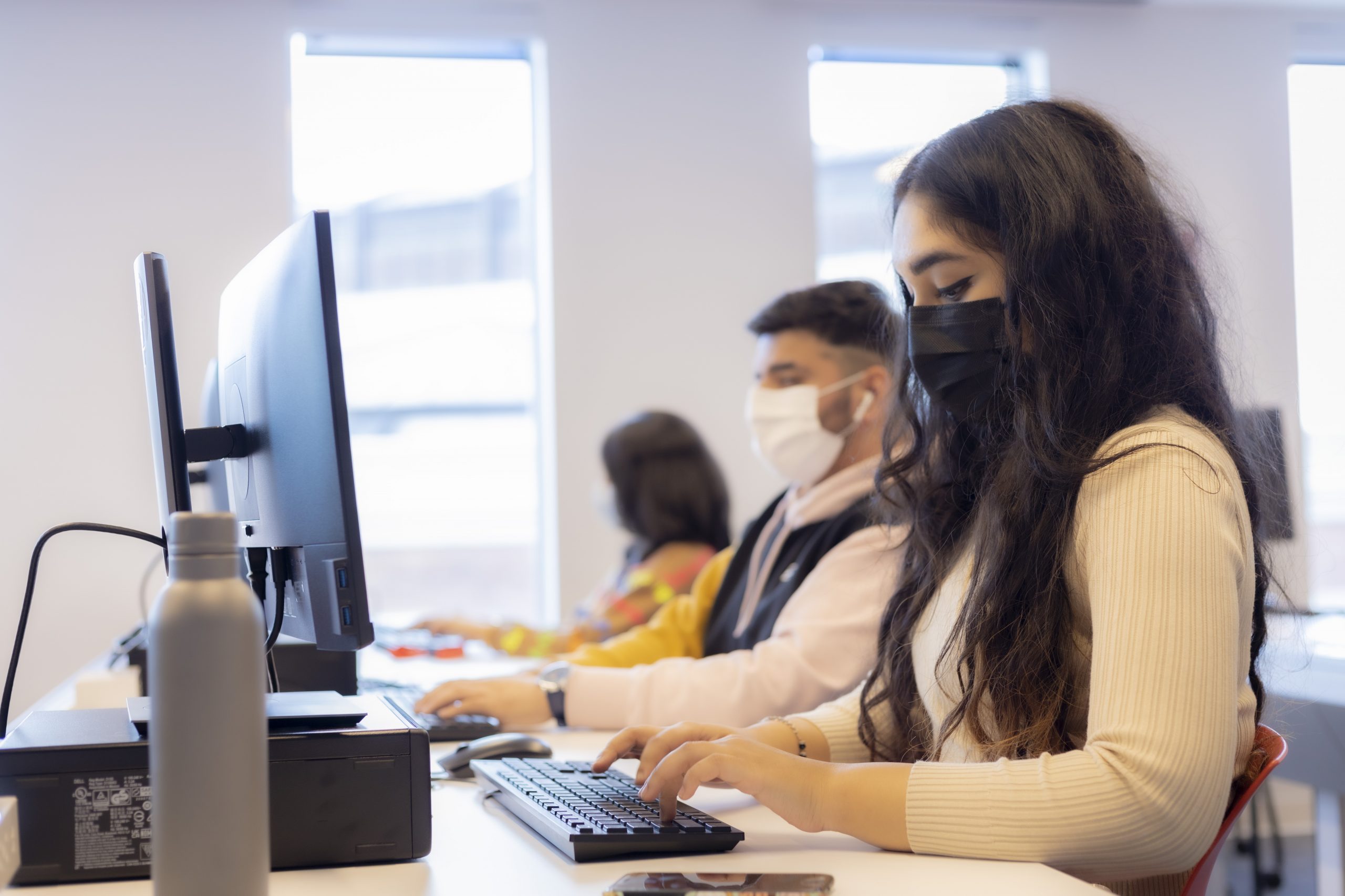 Student on desktop computer