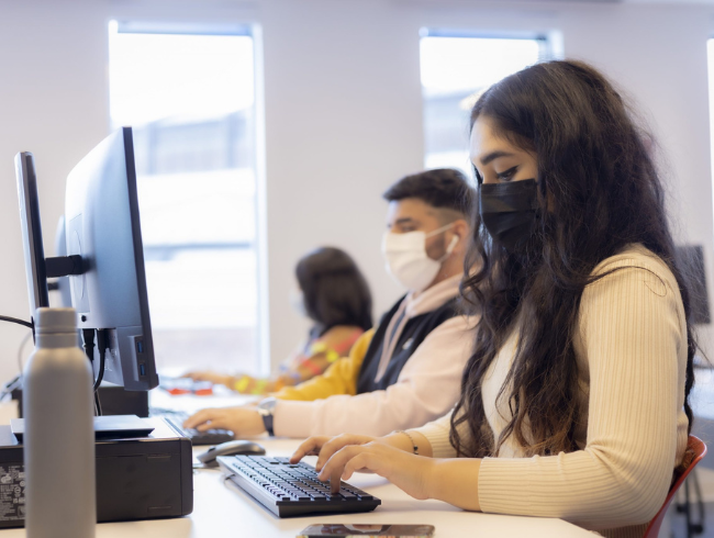Student in computer lab