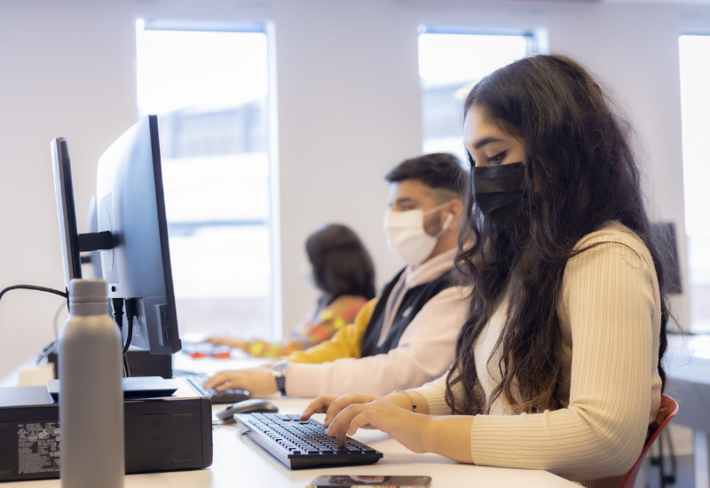 Student at desktop computer