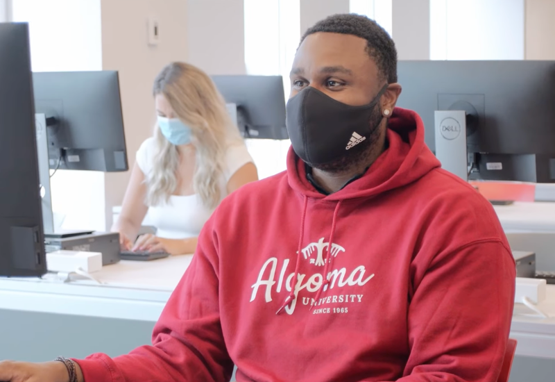 Student at desktop computer