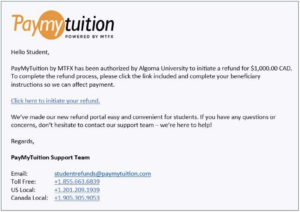 Screen shot of PayMyTuition step one