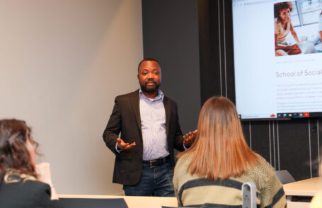 social work professor teaching a class